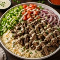 Meat shawarma rice bowl